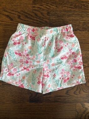 Little English Mint and Pink Floral Swim Trunks